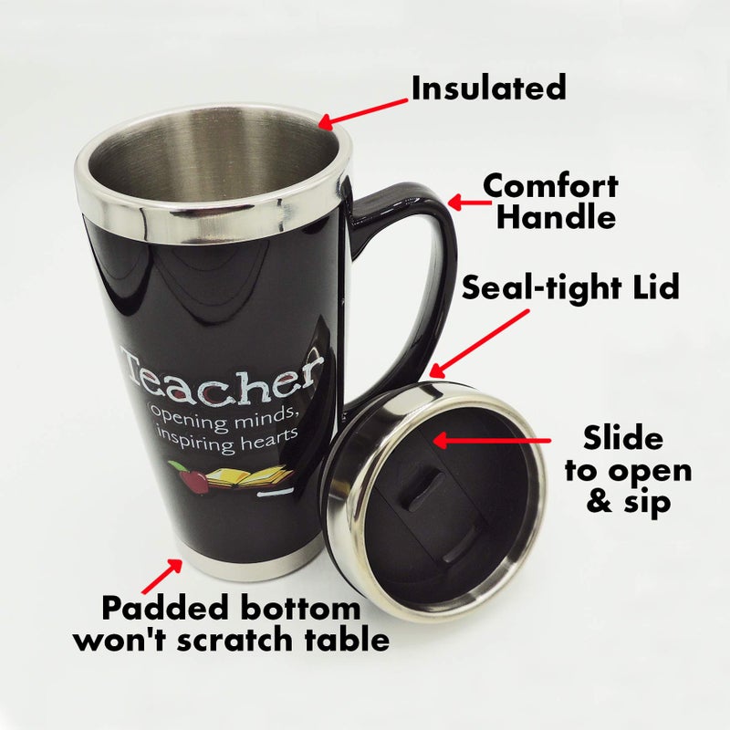 Abbey + CA Gift Abbey Gift Travel Mug - Insulated Coffee Thermos with Lid, Inspirational Teacher Appreciation Gifts, Gift For Professors, Educators, and Teachers Assistants, 7 Inches Tall, 16 Ounces - Image 2